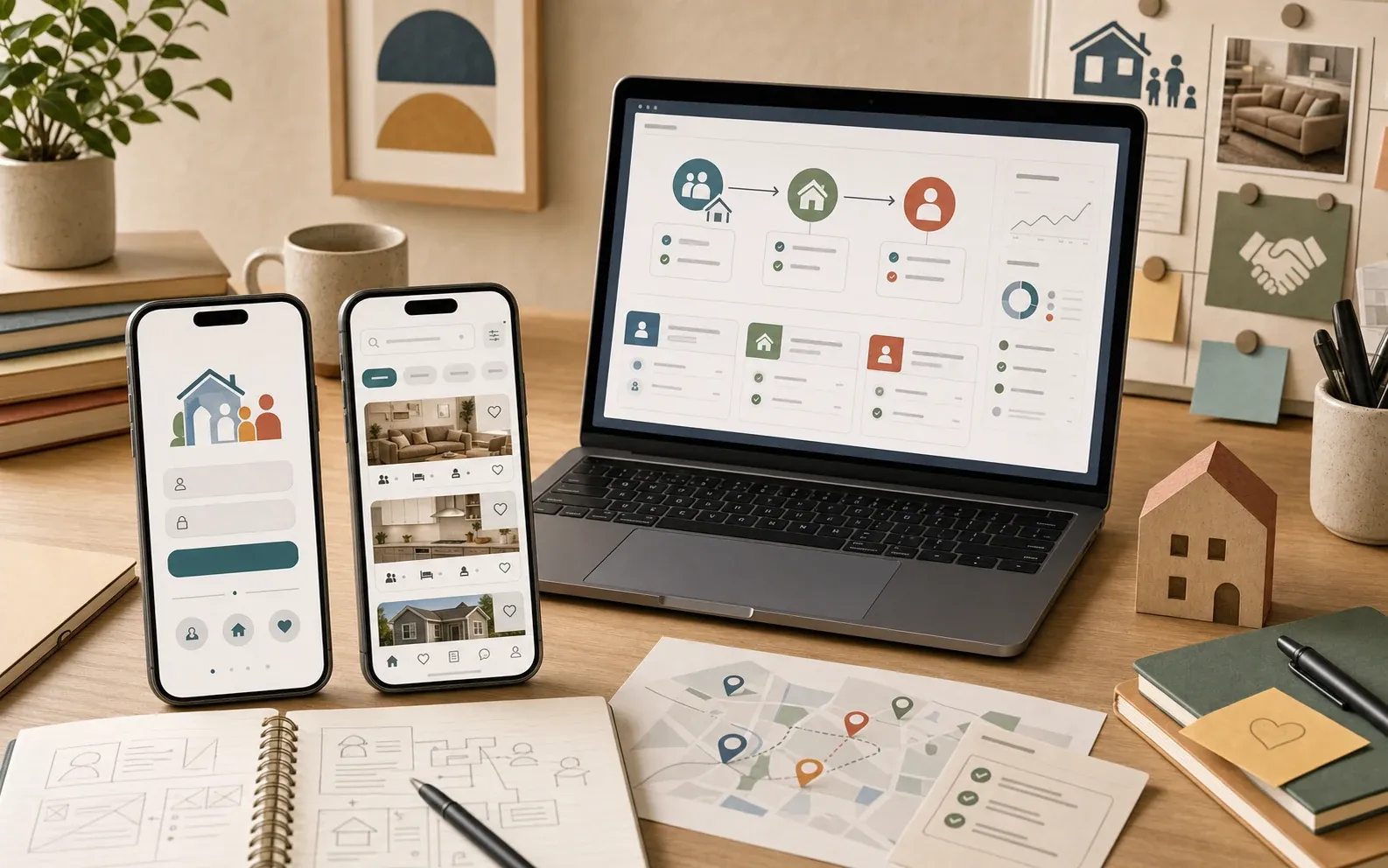 The FamilyPromise matching app shown across mobile screens